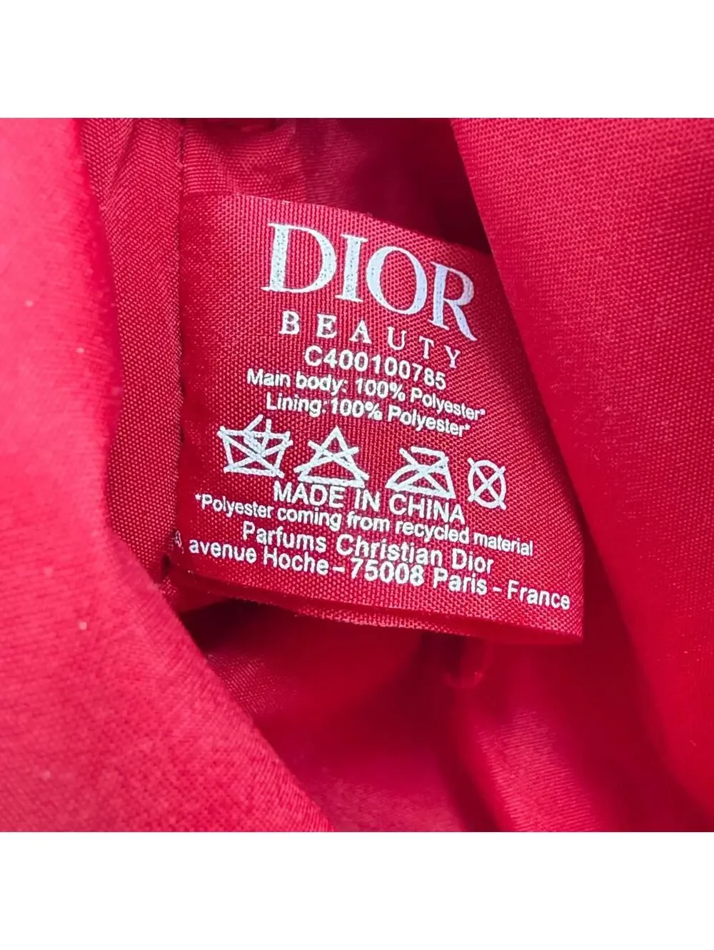 Christian Dior Red Velvet Cosmetic Makeup Bag Zip Pouch Travel Case NWOT